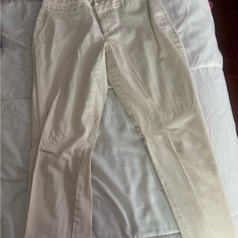 Old Navy Cream Pinstripe Pants